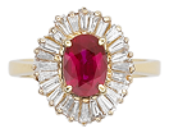 Juergens And Andersen Custom Fine Jewelry Rings Yellow Gold Ruby And Diamond Ballerina Ring